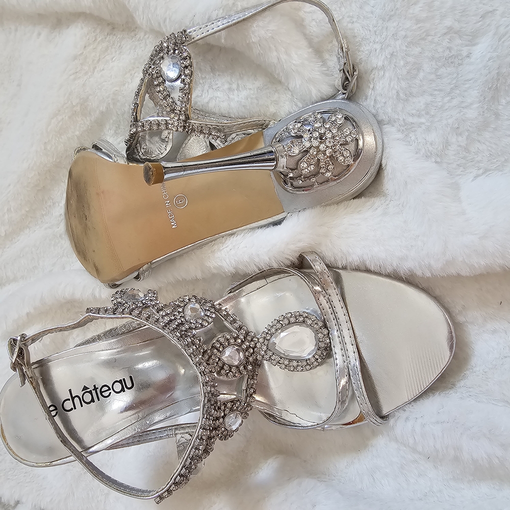 Le Château Silver Strappy Heels
